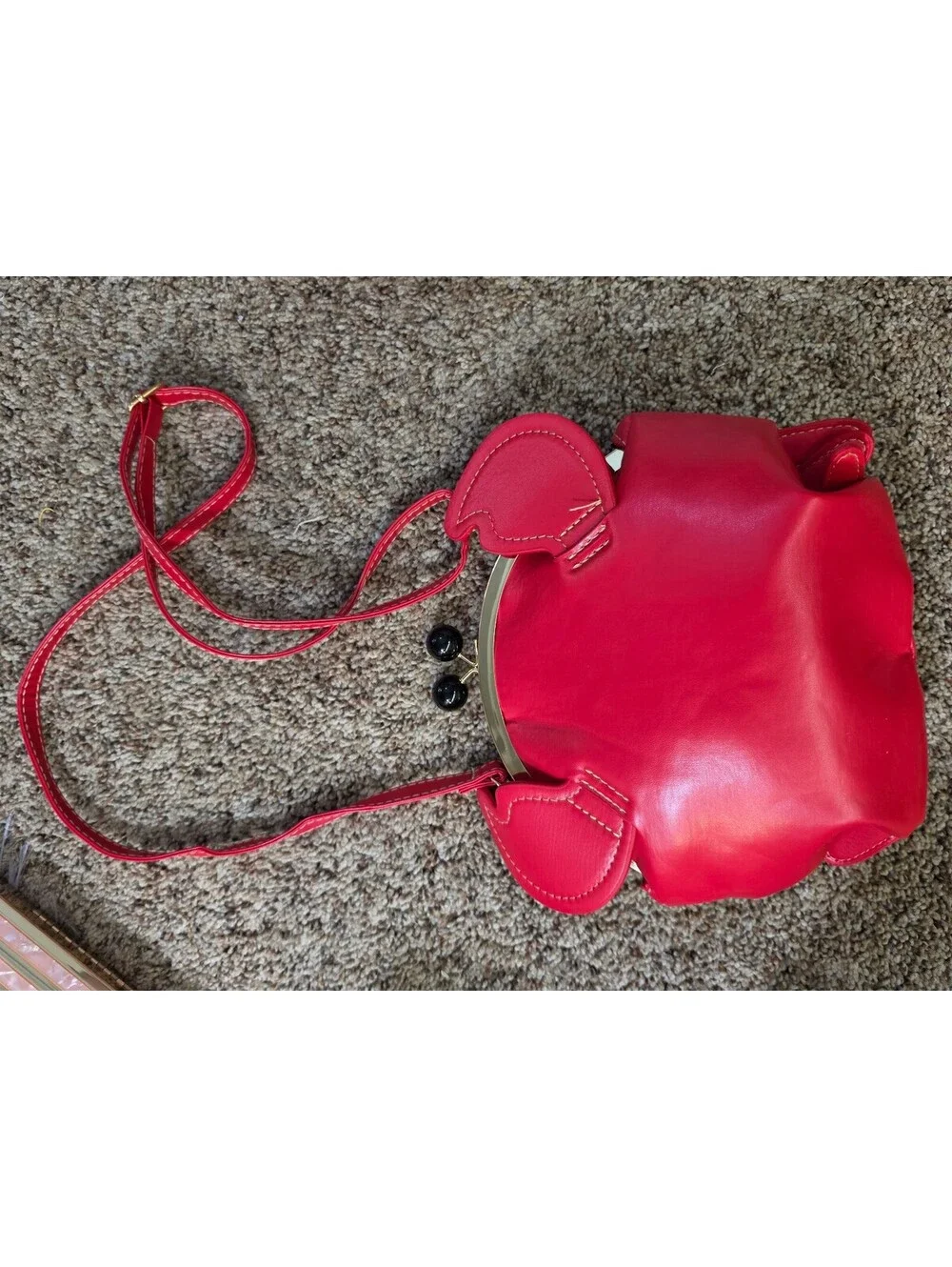 Red Crab-Shaped Faux Leather Crossbody Bag with Clasp Closure